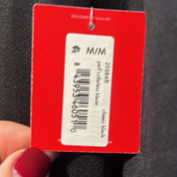 Spanx Perfect Collarless Ponte Blazer Sz Medium Stretch Oversized Black Office - Picture 3 of 7